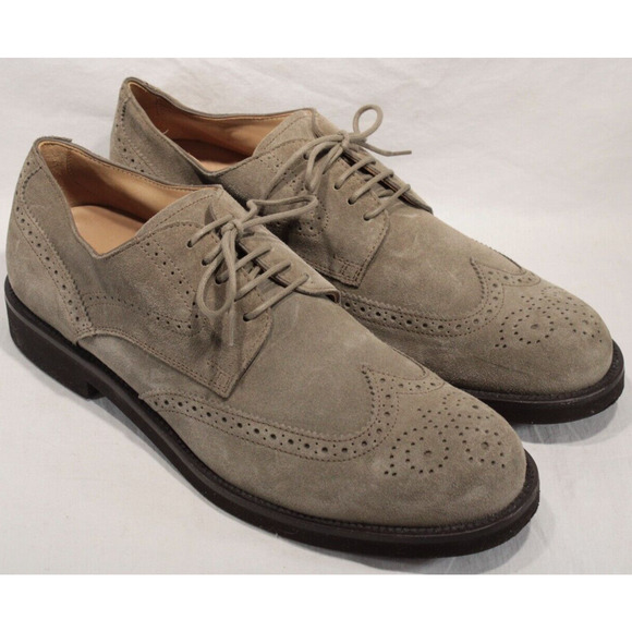 Tod's Other - Tod's Men's Grigio Beige Suede Wingtip Derby Lace-up Shoes Size 9M Preppy Italy